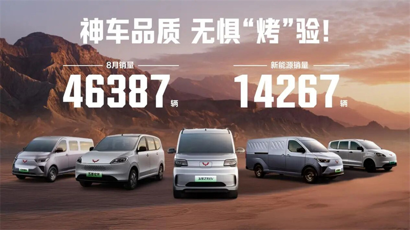 I risultati estivi sono in! Wuling Red Label ha venduto 46.387 unità in agosto, con nuovi veicoli energetici che rappresentano una quota mensile record del 31%.